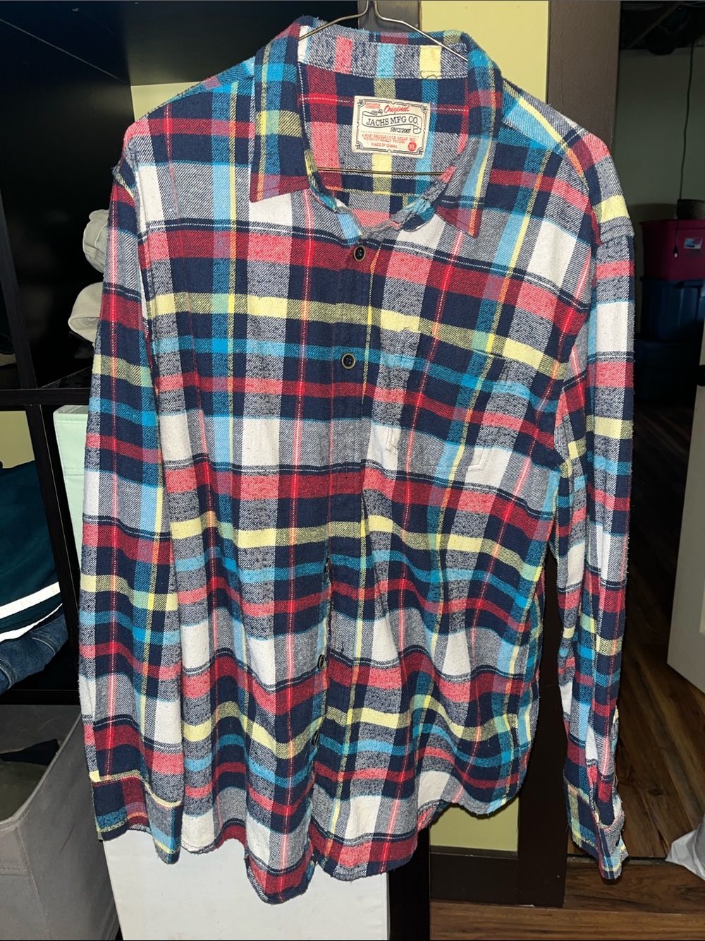 Jachs Plaid Button-Down Shirt - Red, Blue & Yellow, great condition.